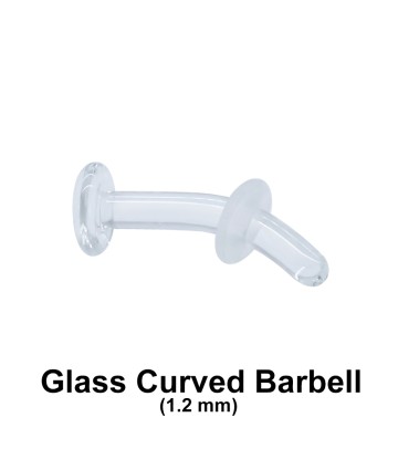 1.2mm Glass Piercing Curved Bar with Clear O-ring